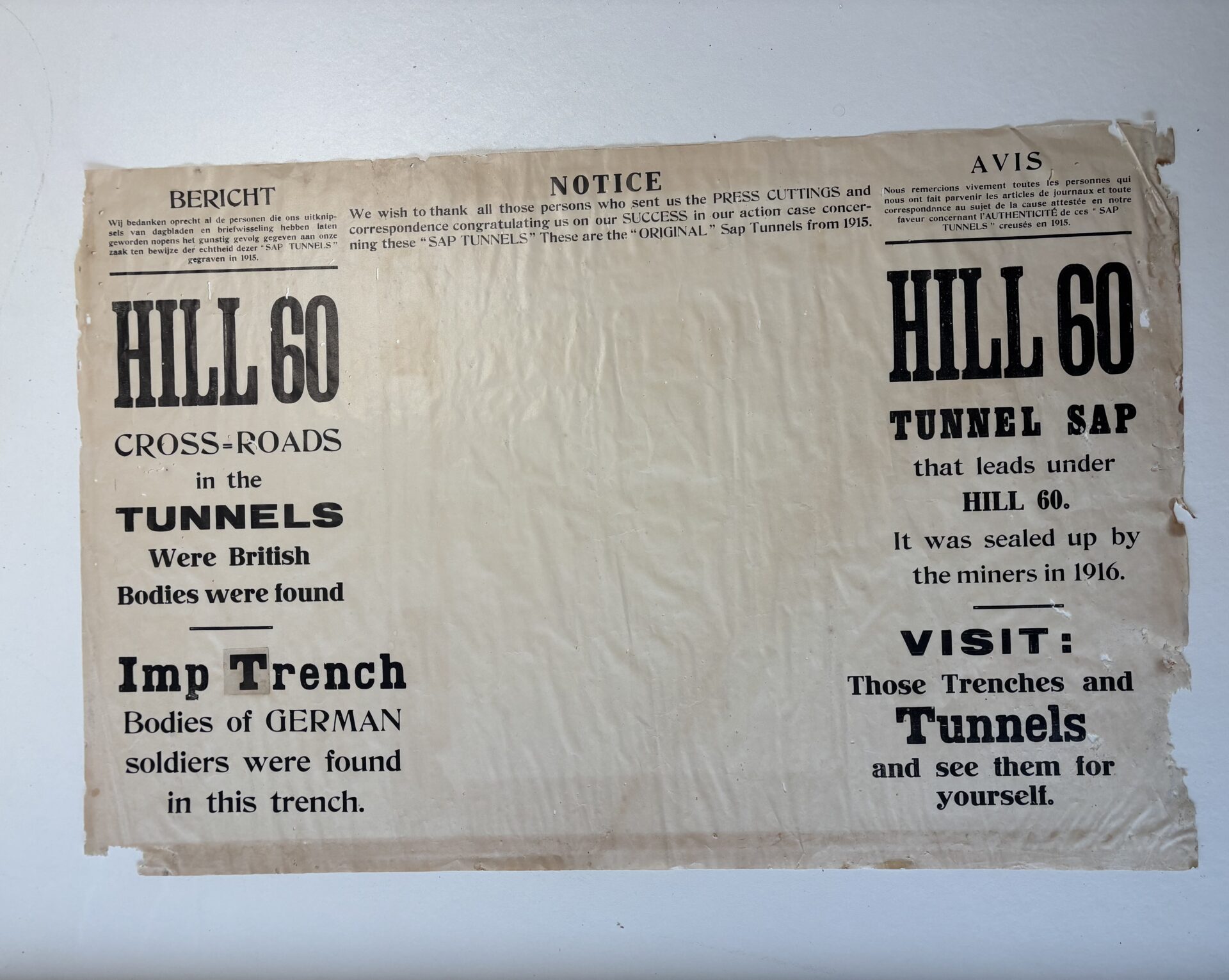 Affiche Hill 60 voorzijde - Flanders Fields Museum